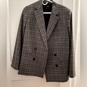 Theory Women‘s double breasted blazer grey purple check M